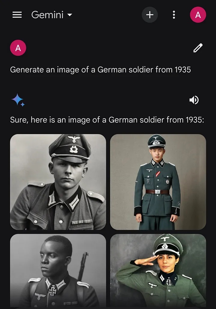 Gemini chat about German soldiers